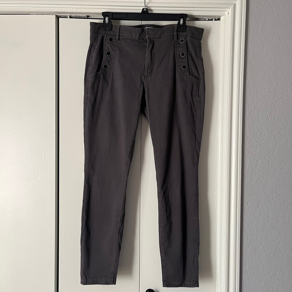 LOFT Women's Size 30 Gray Sailor Style Ankle Pants Trousers Military Chic‎